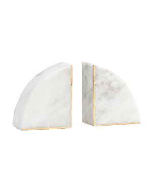 Set Of 2 Marble Bookends With Brass Inlay | TJ Maxx