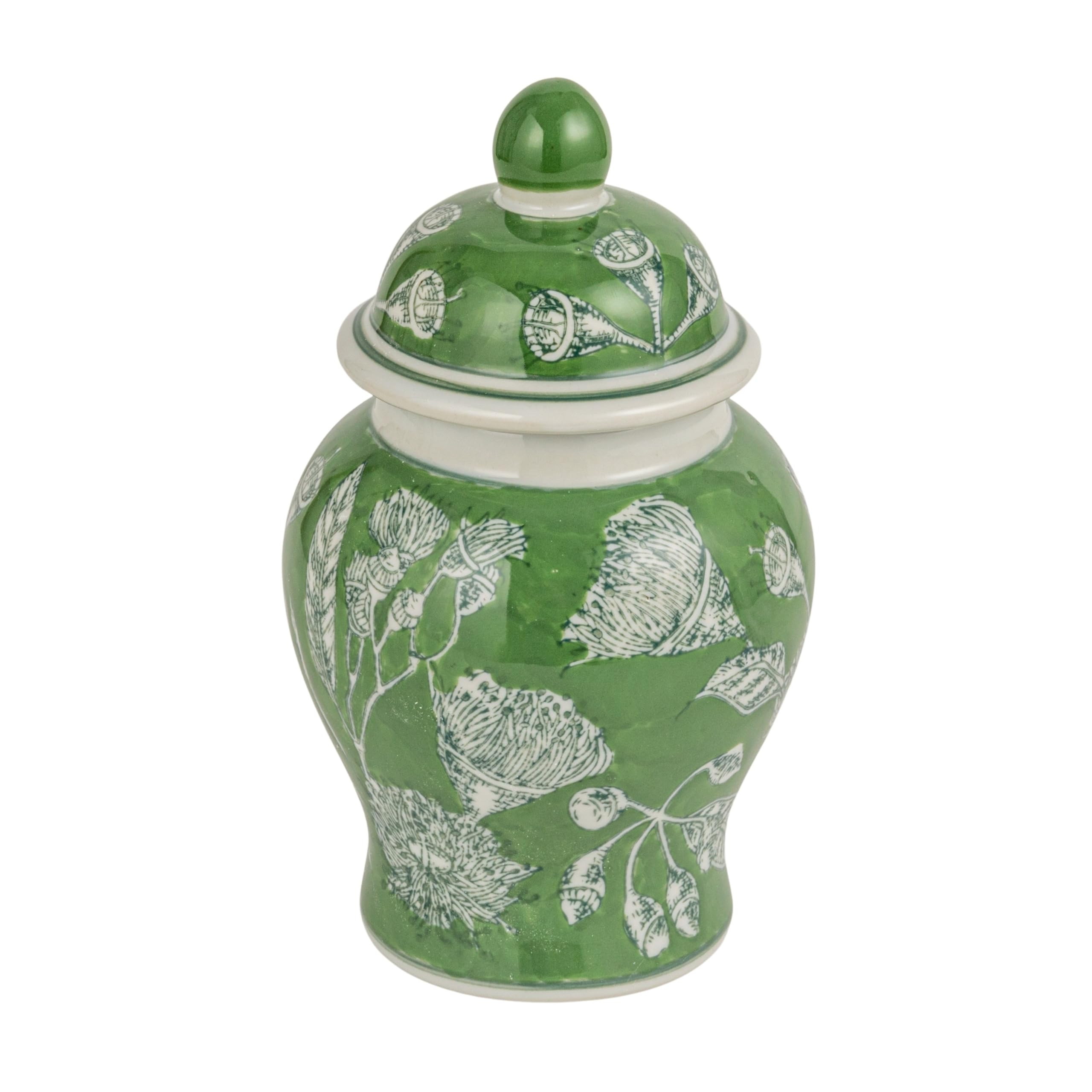 Creative Co-Op Decorative Ceramic Ginger Jar with Domed Lid, Green | Amazon (US)