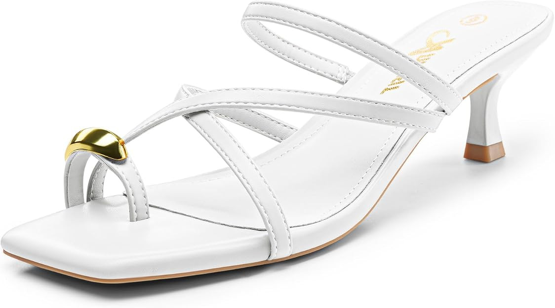 Athlefit Women's Square Open Toe Kitten Heels Strappy Flip Flop Low Heels Slip On Thong Heeled Sa... | Amazon (US)