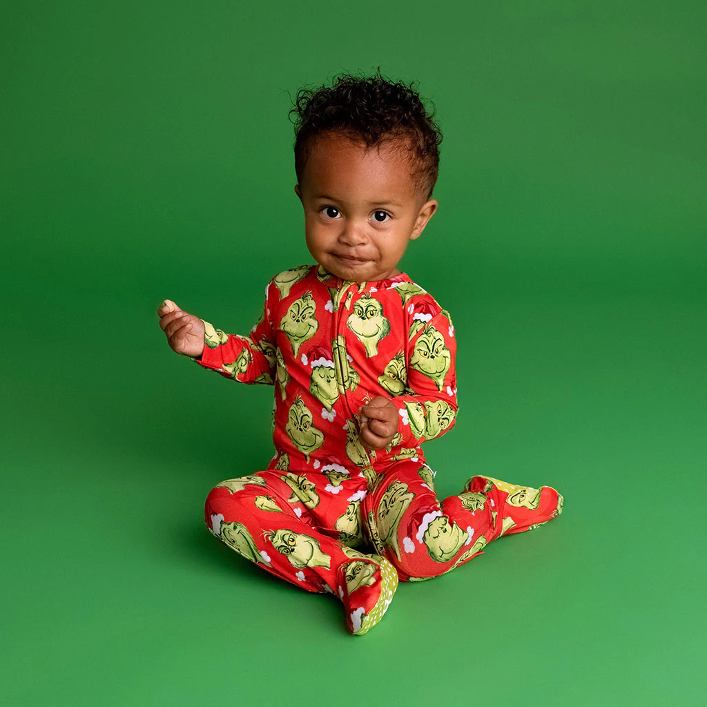 Red One Piece Baby Footie Pajamas | Dr. Seuss The Grinch | Posh Peanut