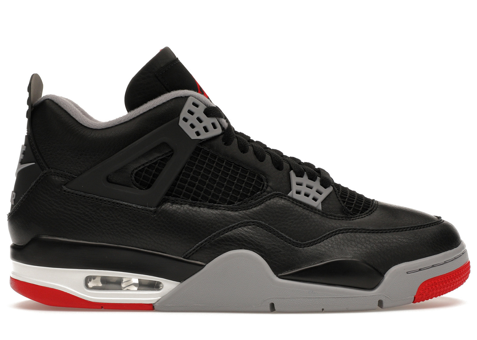 Men's Jordan 4 Retro Bred Reimagined Sneakers in Black/Cement Grey/Varsity Red | StockX