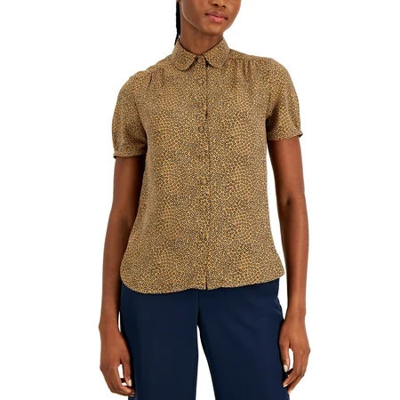Women s Peter Pan Collar Blouse Vicuna Combo S | Walmart (US)