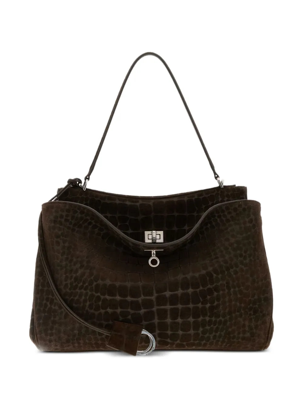 Balenciaga Medium Rodeo crocodile-embossed top-handle Shoulder Bag | Brown | FARFETCH BE | Farfetch Global