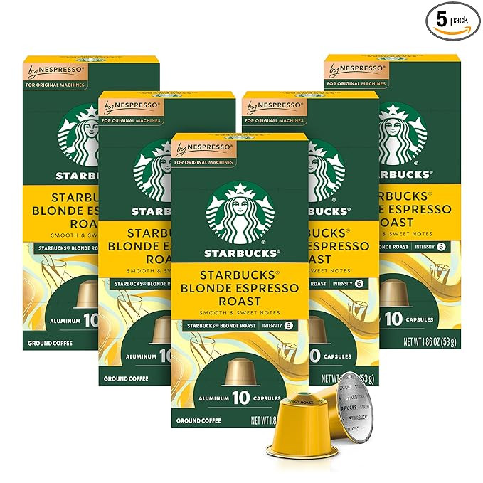 Starbucks by Nespresso Original Line Blonde Roast Espresso 50-count Espresso Pods | Amazon (US)