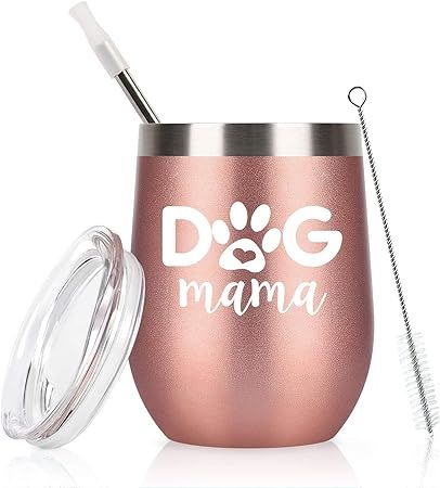 Dog Mom Gifts, Dog Mama Wine Tumbler with Lid, Dog Lover Gifts for Women, Dog Mom, Dog Owner, Fri... | Amazon (US)