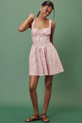 Reformation Daria Linen Sleeveless Basque-Waist A-Line Mini Dress | Anthropologie (US)