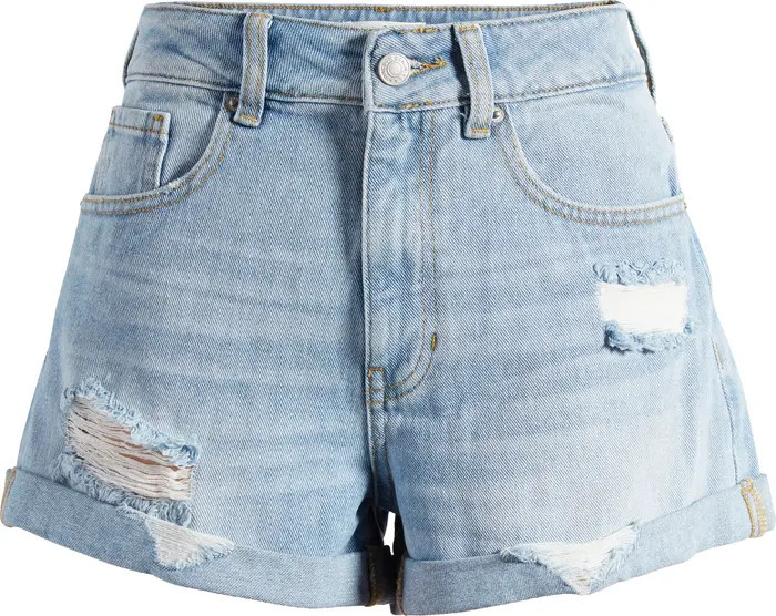 Ripped High Waist Denim Mom Shorts | Nordstrom