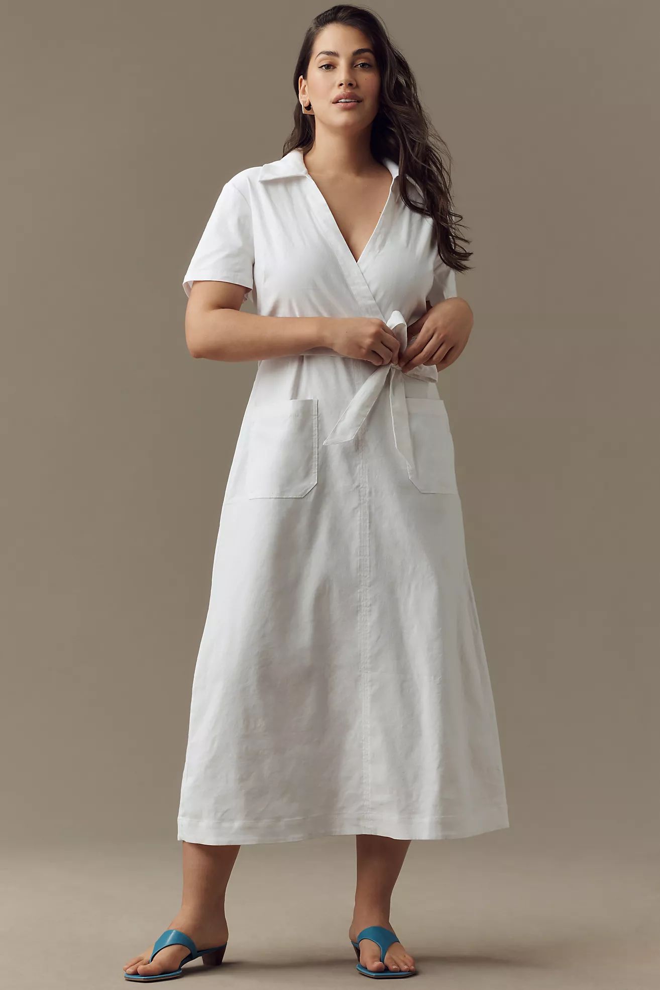 Maeve Short-Sleeve Linen Tie-Waist Midi DressMaeve(13) Reviews$99.95$168.00Extra 40% Off in CartC... | Anthropologie (US)