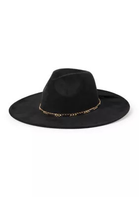 San Diego Hat Company Women's Faux Suede Fedora with Leopard Underbrim, Black | Belk