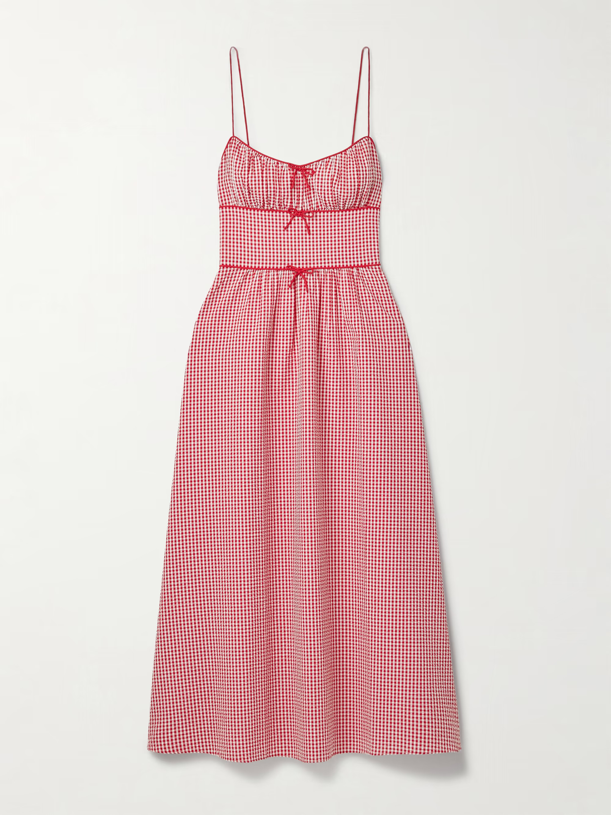 Belline bow-detailed gingham recycled-seersucker midi dress | NET-A-PORTER APAC