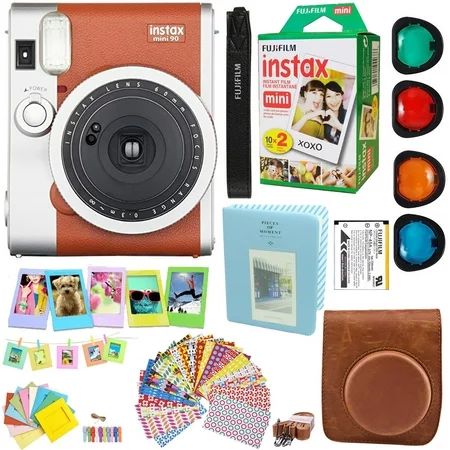 Fujifilm Instax Mini 90 Neo Classic Instant Film Camera (Brown) + Fuji Instax Film Twin Pack (20PK)  | Walmart (US)