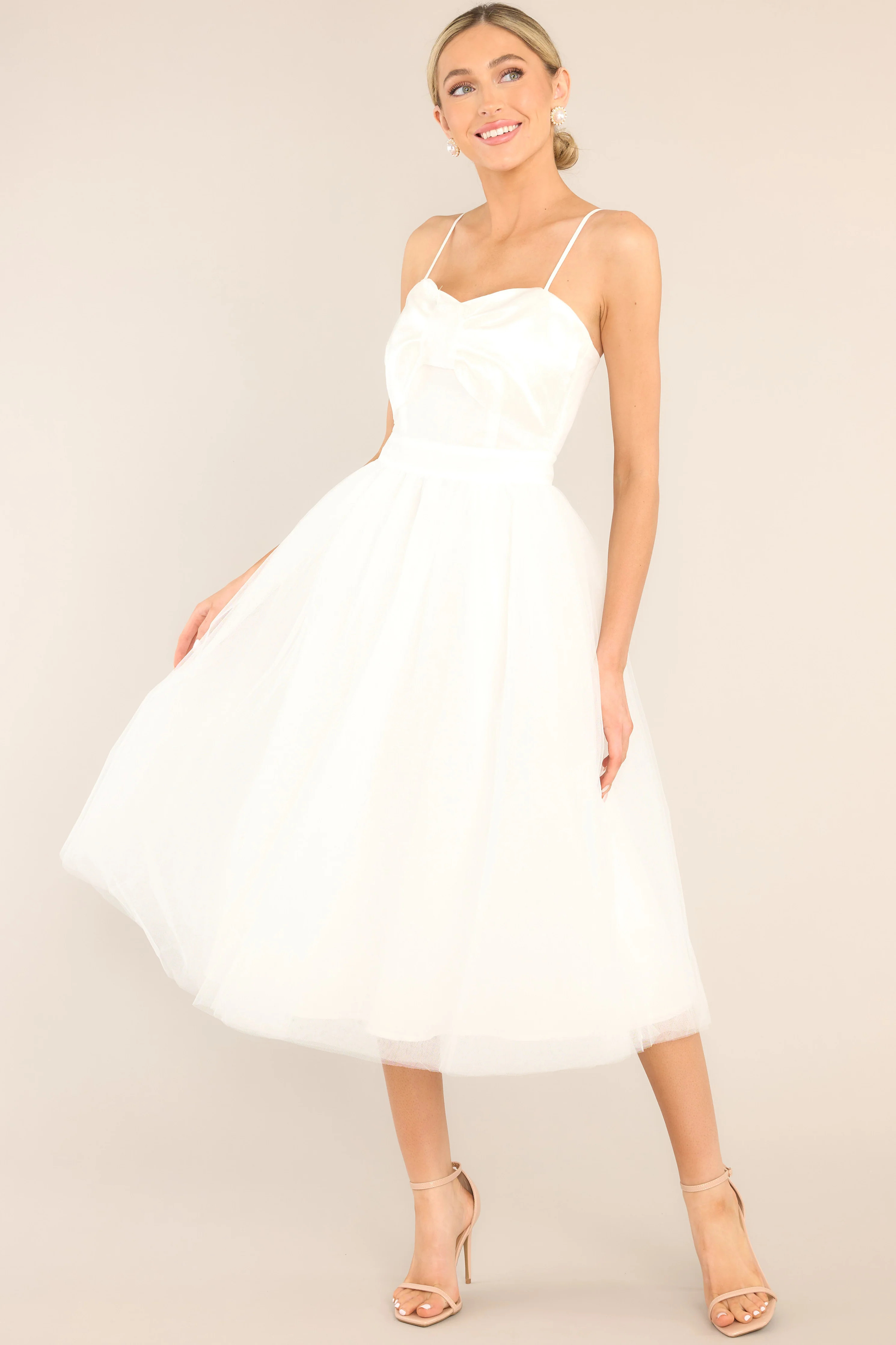 Dance On Air White Tulle Midi Dress | Red Dress