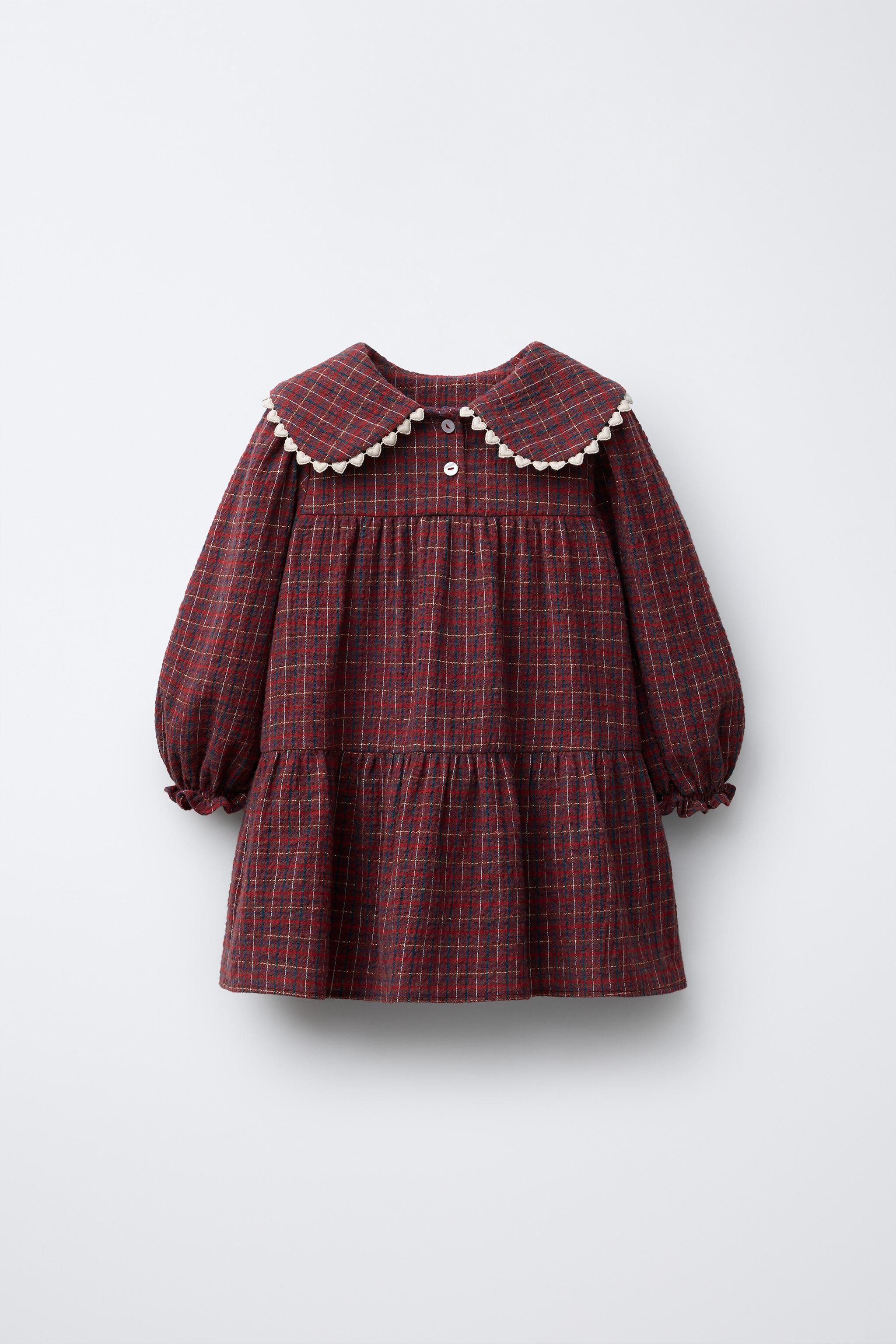 CHECK DRESS WITH HEART LACE TRIM | Zara UK