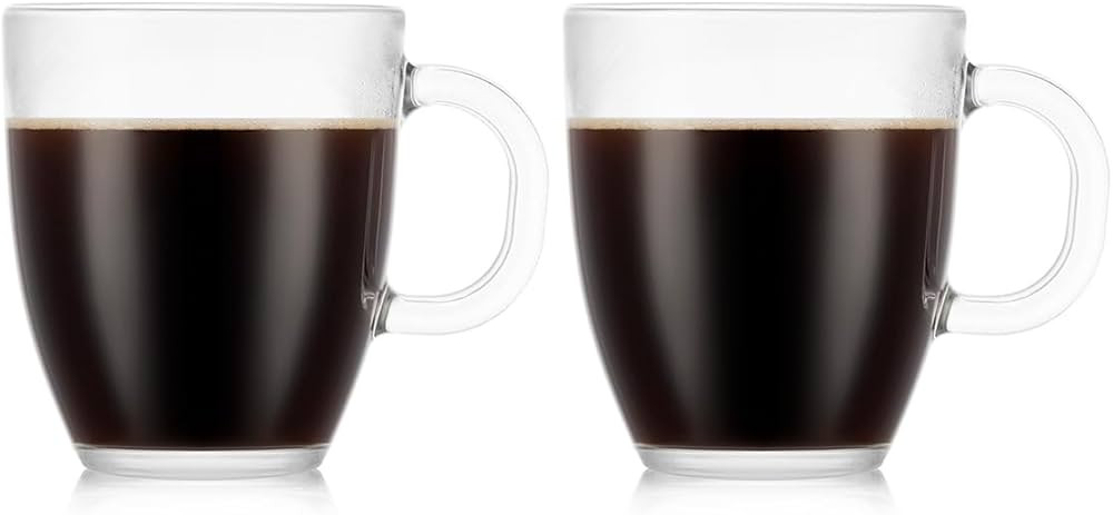 Bodum 12oz Bistro Coffee Mug Single-Wall Tempered Glass, 2 Pack, Clear | Amazon (US)