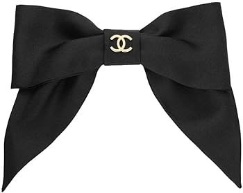 Designer Black Satin Bow Hair Clip with Gold Accent, Classic Oversized Style, Hair Accessory | Amazon (US)