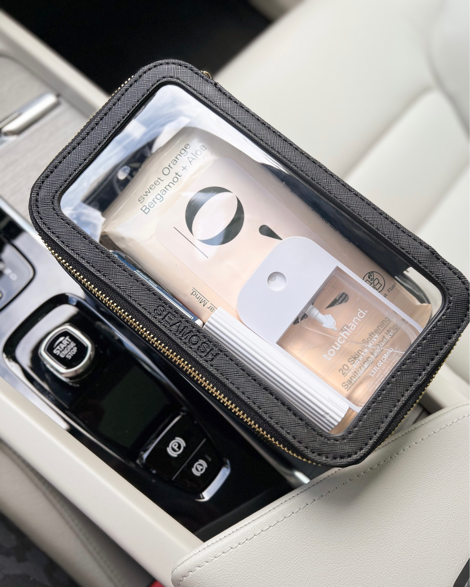 Car pouch essentials 🤍🚗 

Amazon finds, Volvo xc60, new car finds, Alo, touchland hand sanitizer, mini hair brush, hair ties, claw clips, beauty pouch, toiletry pouch, floss container, silk scrunchies, gimme beauty, fancythingsblog

#LTKunder100 #LTKunder50 #LTKtravel