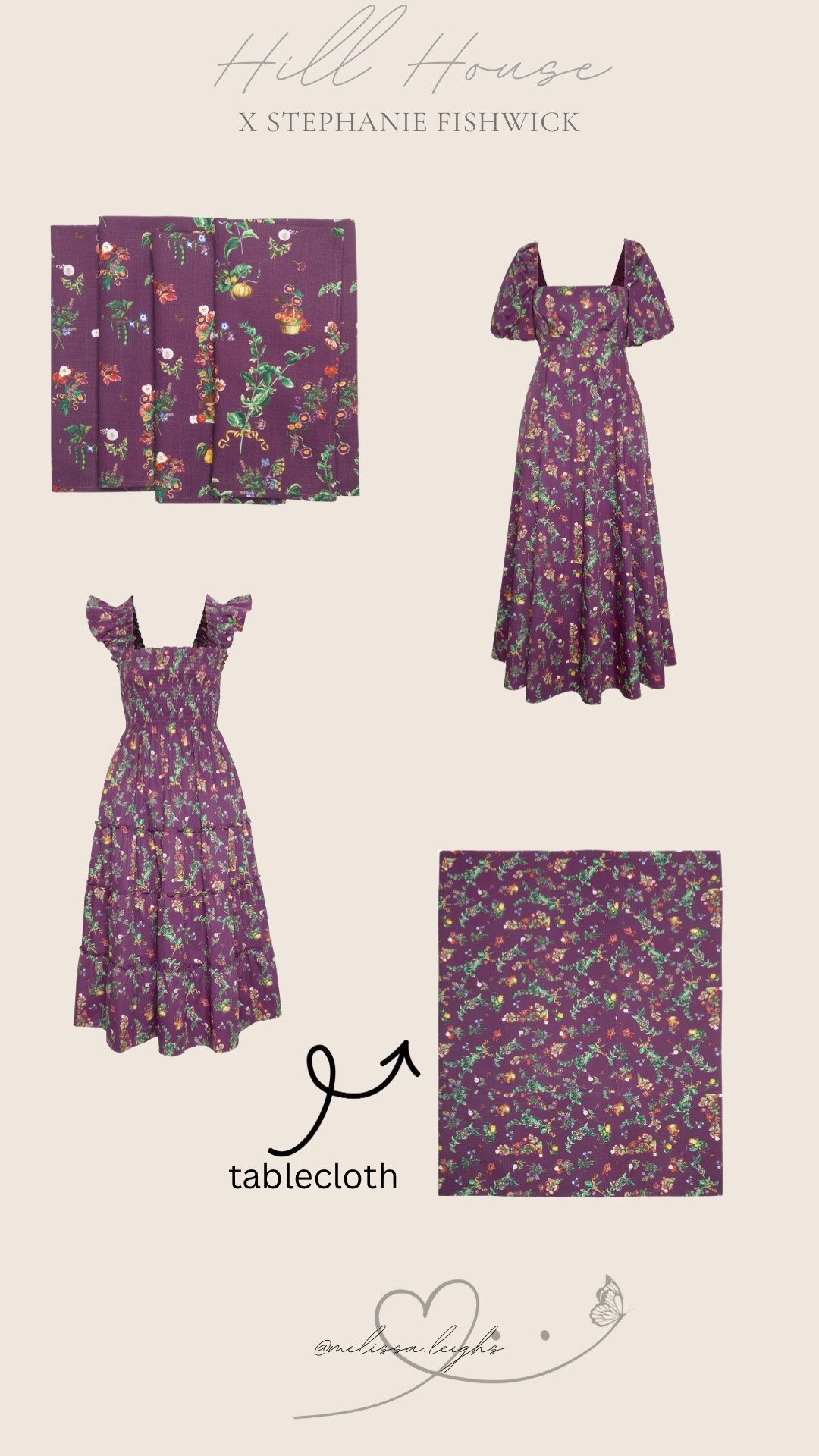 Hill house x Stephanie fishwick collection - Ellie nap dress, Matilda’s dress, set of dining napkins and tablecloth 

Fall style, fall family photos, thanksgiving outfit, grandmillennial style, midi dress, floral dress, fall tablescape, fall home decor 

#LTKSeasonal #LTKHome #LTKWedding