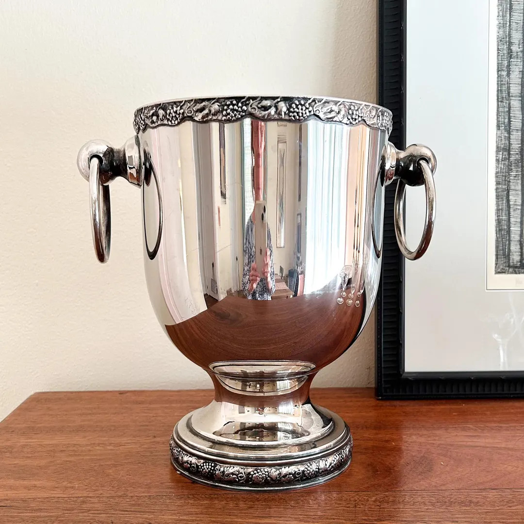 Vintage Silver Plate Champagne Bucket. Grapevine Detail Ice Bucket. Sparkling Wine Chiller Cooler... | Etsy (US)