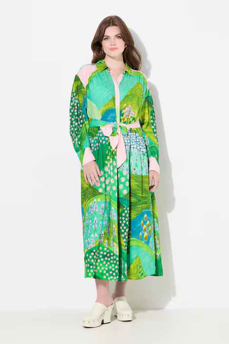 Mixed Print Long Sleeve Maxi Dress | Ulla Popken - US