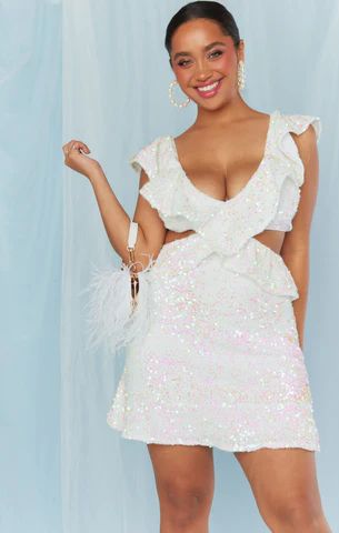 Zoey Mini Dress ~ White Iridescent Sequins | Show Me Your Mumu