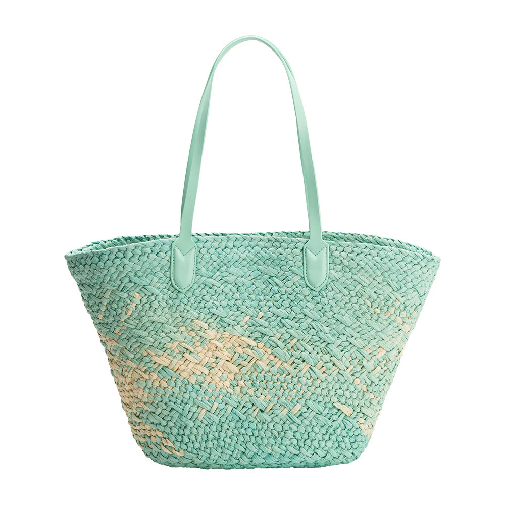 Mint Sunset Straw Vegan Tote Bag | Melie Bianco | Melie Bianco