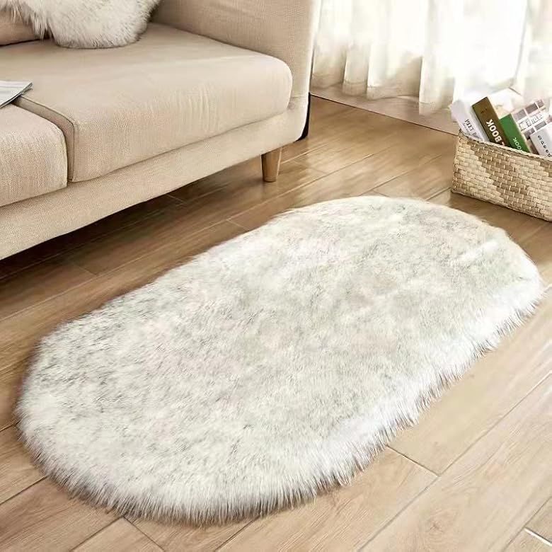KUMIHON Luxury Faux Fur Oval Dog Rug, Door Mat for Dog & Cat, Ultra Soft Warm Plush Puprug Puppy Pet | Amazon (US)
