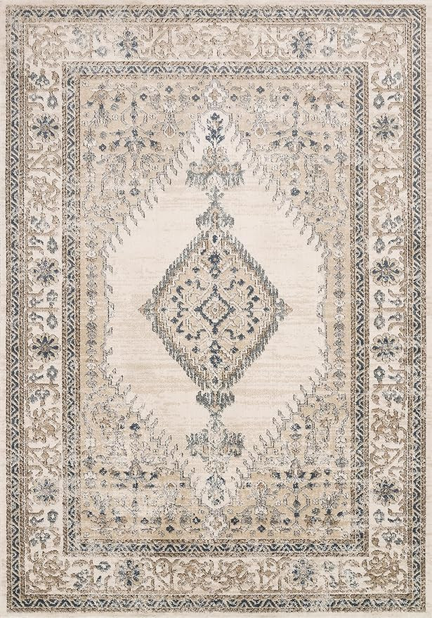 Loloi II Teagan Collection TEA-02 Oatmeal/Ivory, Traditional 2'-8" x 7'-6" Runner | Amazon (US)