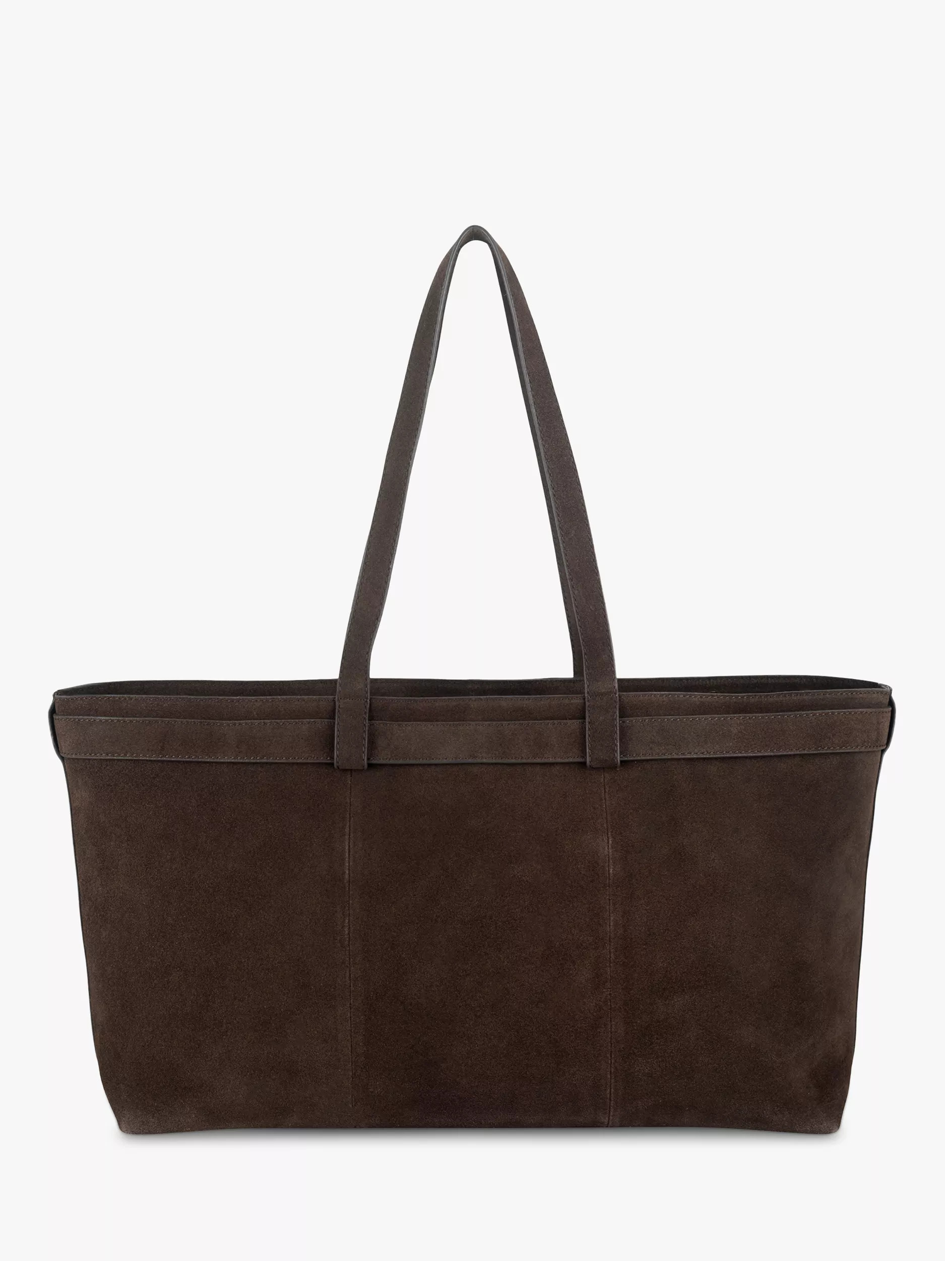 Esme East West Suede Shoulder Bag, Chocolate | John Lewis (UK)
