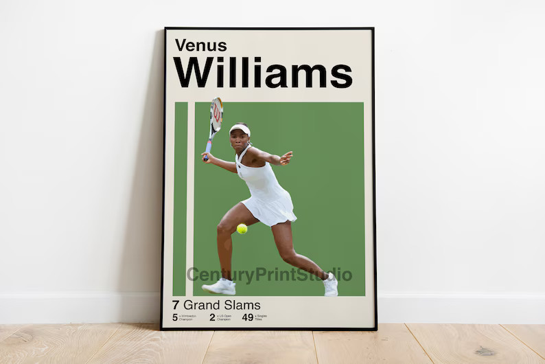 Venus Williams Inspired Poster, 16 X 24 Tennis Minimalist, Mid-century Modern Print, Wall Art DIG... | Etsy (US)