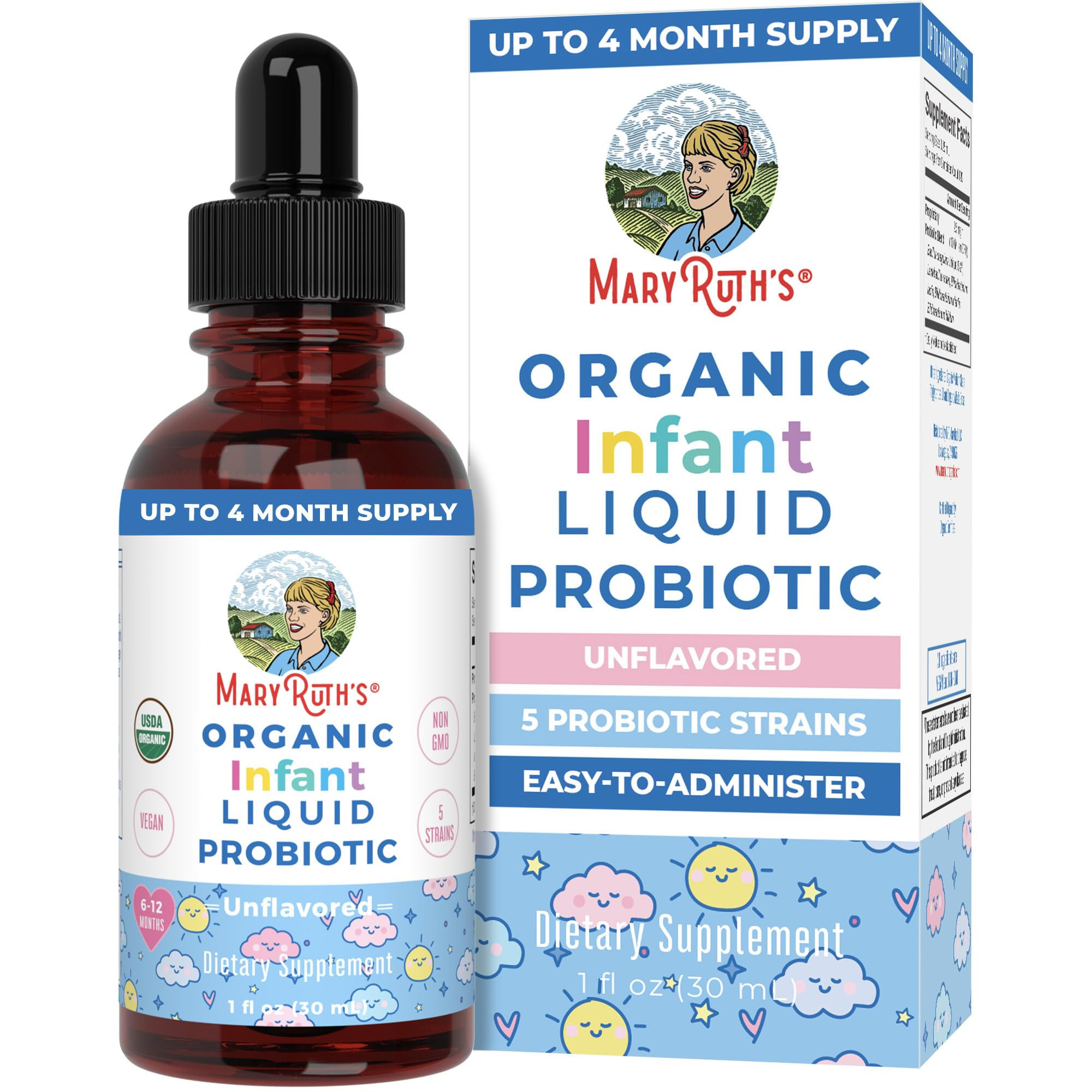 MaryRuth Organics USDA Organic Infant Liquid Probiotic Drops | Baby Essentials | Probiotics for I... | Amazon (US)