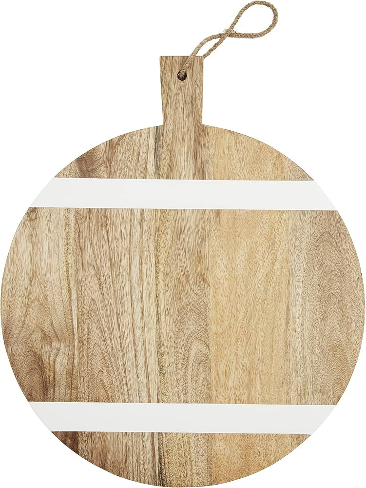 Mud Pie White/Wood Stripe Lazy Susan, 19" x 16" | Amazon (US)