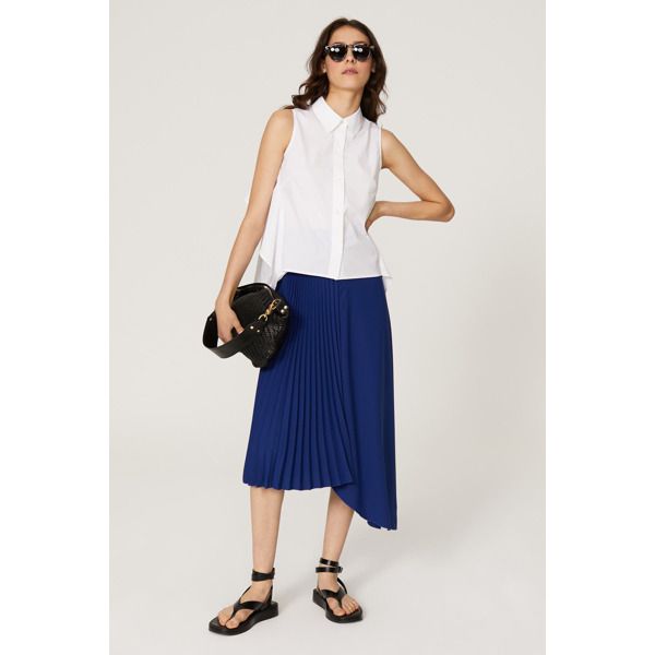 Peter Som Collective White Sleeveless Collared Blouse white | Rent the Runway