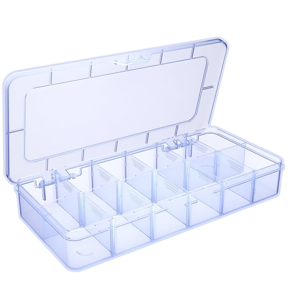 SRNYJAO Plastic Large 12 Grids Clear Bead Organizer Compartment Box with Removable Dividers for B... | Amazon (CA)