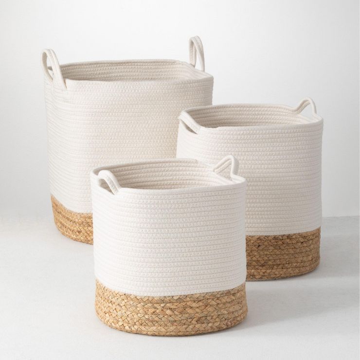 Sullivans Set Of 3 Basket Water Hyacinth Baskets 18.5"H, 14.5"H & 12.5"H Off-White | Target