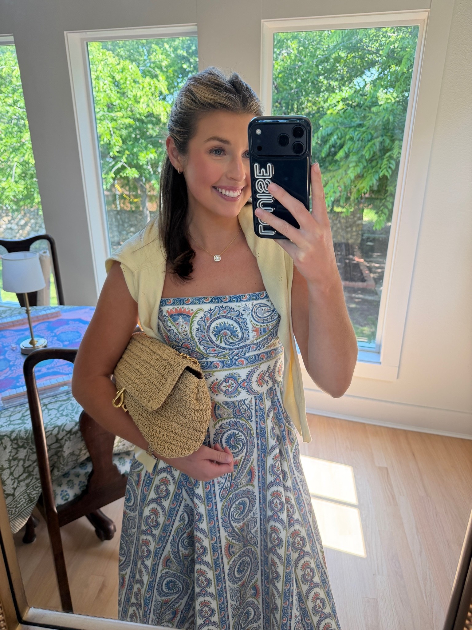 OOTD for a baby shower! Wearing a S in dress. Necklace is from Melissa Lovy