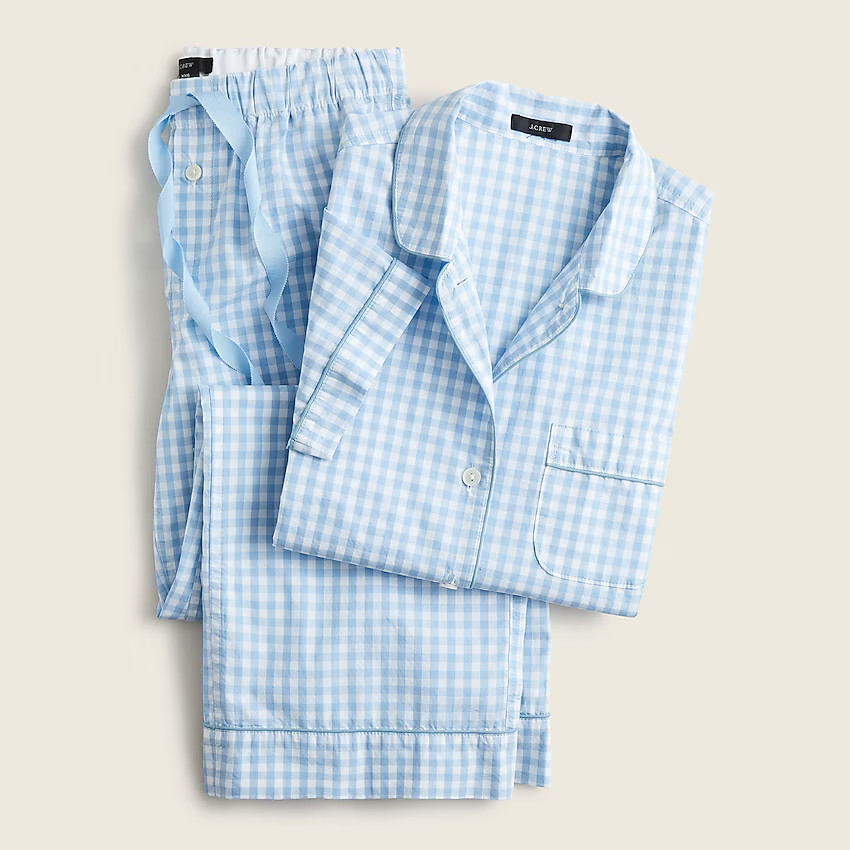 Short-sleeve pajama set in gingham | J. Crew US
