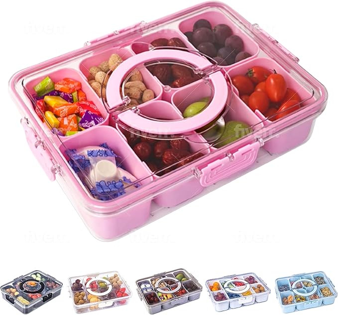 Snackle Box Container with Lid- Travel Charcuterie Box with Handle - Organizer for Candy, Fruit, ... | Amazon (US)