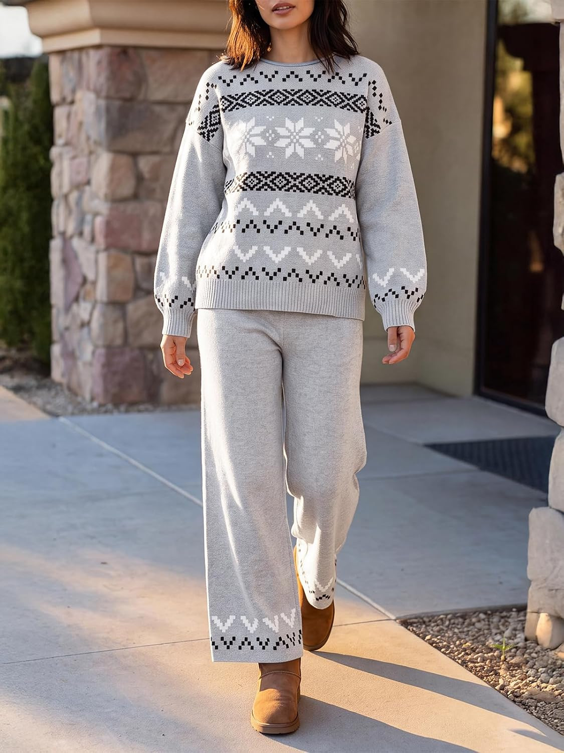 Tankaneo Womens Matching Set Knit Sweater Outfits 2 Piece Lounge Set | Amazon (US)
