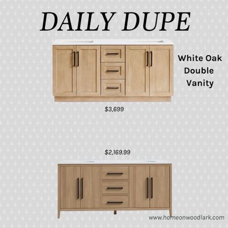 Daily Dupe: Beautiful solid wood double vanity options!  

Pottery Barn double vanity.  Wayfair double vanity.  White oak double vanity.  Bathroom.  

#LTKFamily #LTKHome