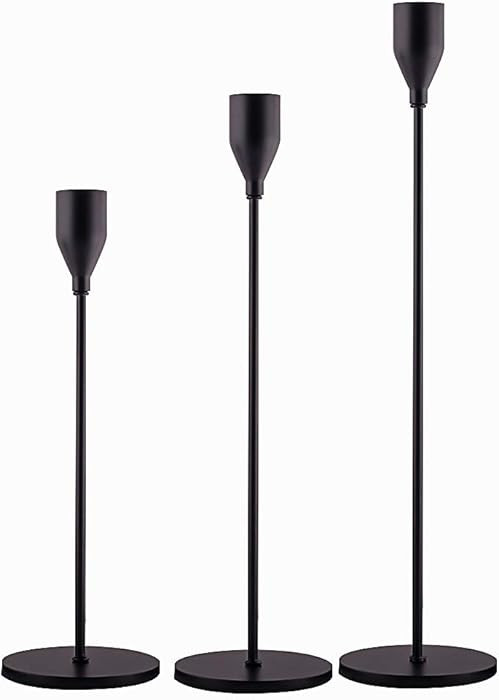 Matte Black Candle Holders Set of 3 for Taper Candles | Amazon (US)