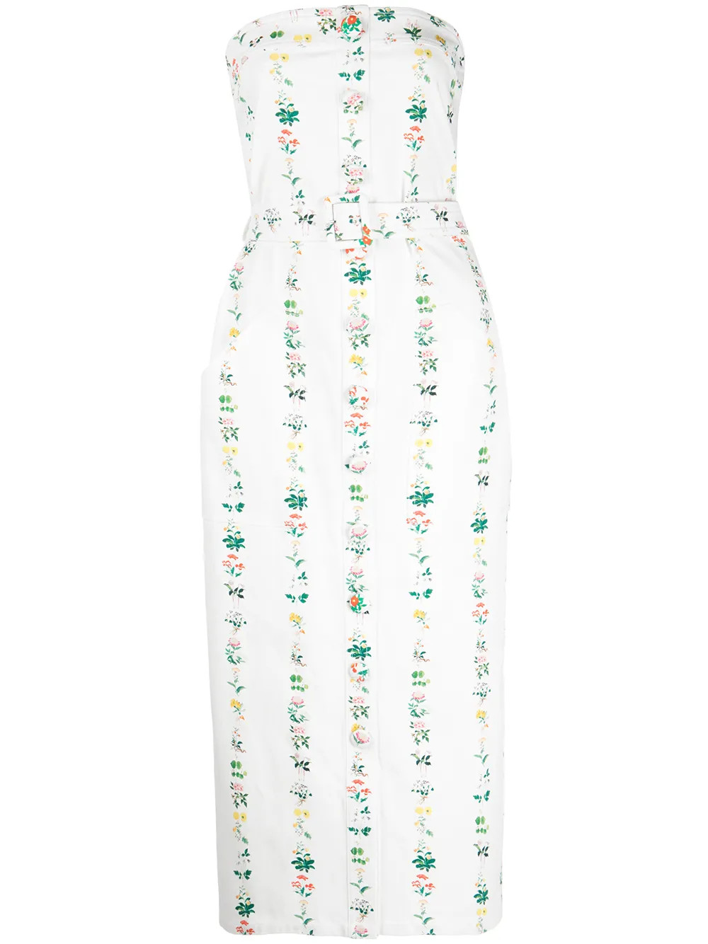 Adam Lippes floral-print Strapless Pencil Dress - Farfetch | Farfetch Global