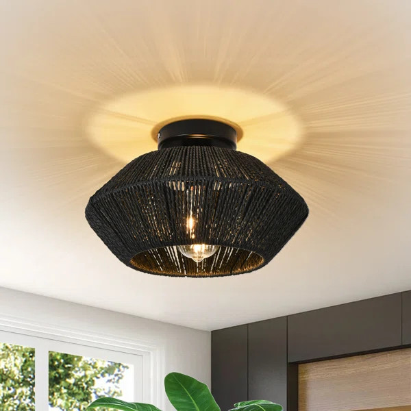 Kilyan Rattan Semi Flush Mount | Wayfair North America