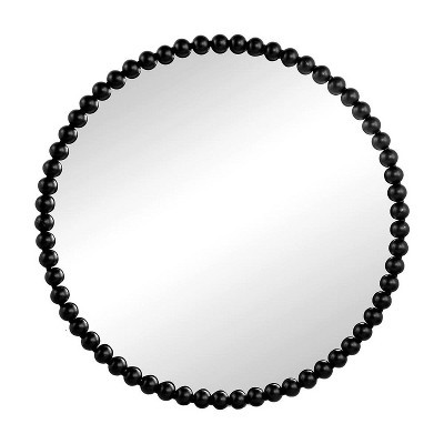 HomeRoots 32" Black Iron Beaded Round Framed Accent Mirror | Target