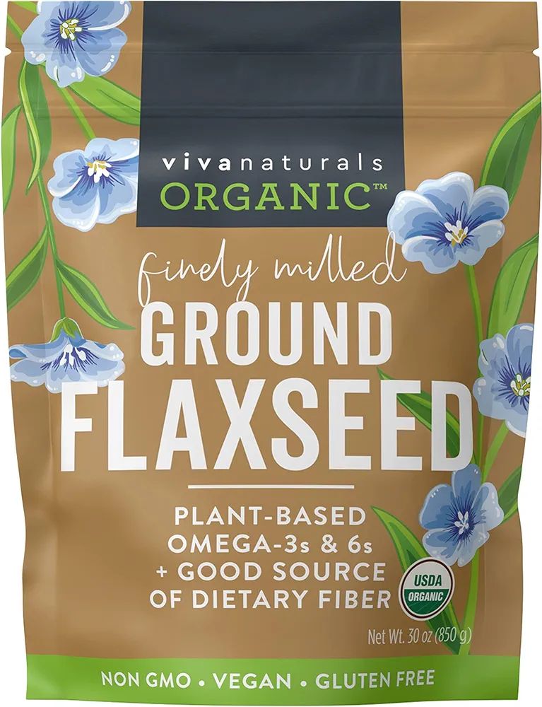 Viva Naturals Organic Ground Flaxseed - Premium Quality Plant-Based Protein and Vegan Omega 3 wit... | Amazon (US)
