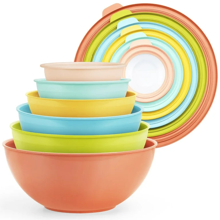 Walchoice Mixing Bowls with Airtight Lids Set of 6, Plastic Nesting Bowls Prep Bowls for Mixing, ... | Walmart (US)
