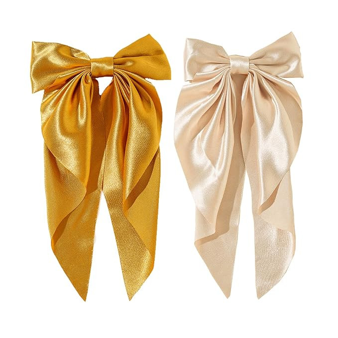 Yuyeran 2Pcs Super Big Bow Hair Clips French Style Soild Color Knotted Bowknot Spring Snap Barret... | Amazon (US)
