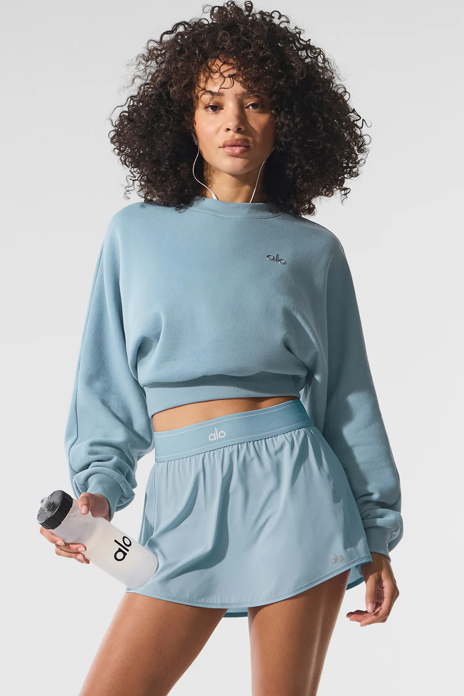 ALO | Cropped Accolade Crewneck Top in Celestial Blue, Size: Small | Alo Yoga
