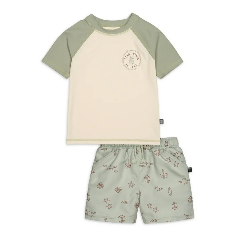 Modern Moments By Gerber Toddler Boy Rashguard and Swim Trunks Set, 12M-5T | Walmart (US)