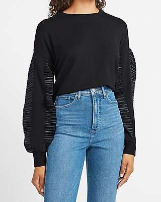 Pleated Balloon Sleeve Sweatshirt | Express