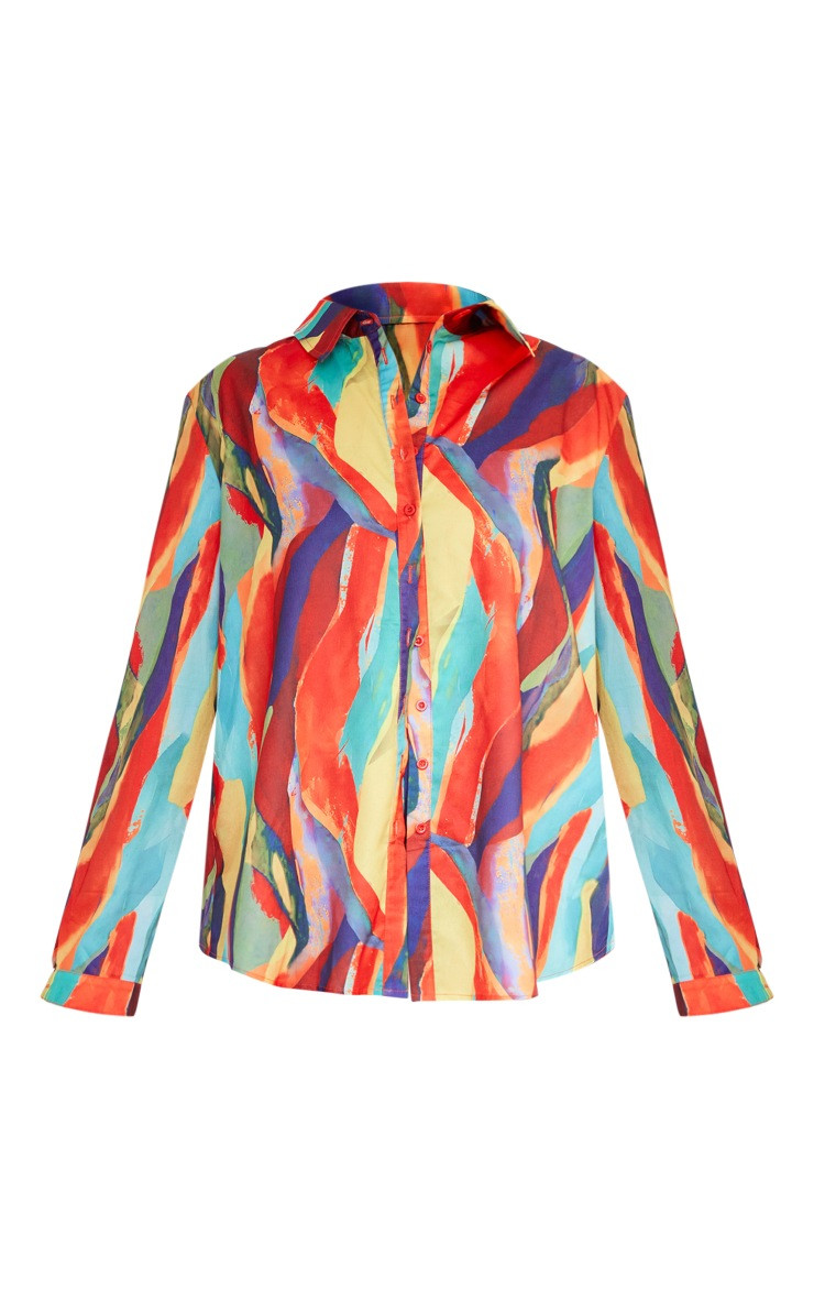 Plus Multi Print Oversized Shirt | Pretty Little Thing (Australia & New Zealand)